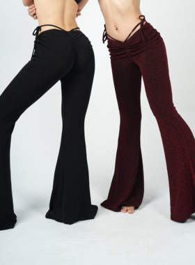 【DB QUEEN原创】MANDALA设计低腰V字侧绑带垂感修身爵士阔腿裤