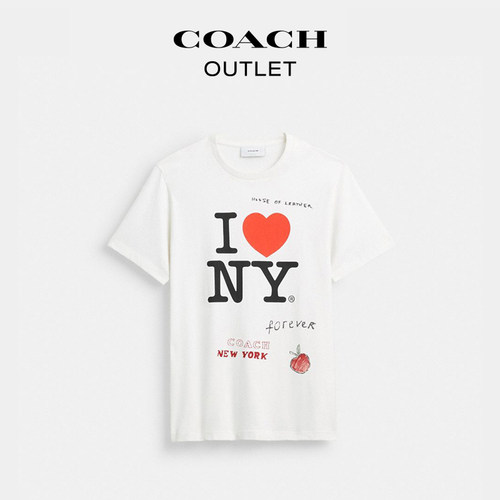 COACH/蔻驰奥莱男女通用NEW YORK印花T恤