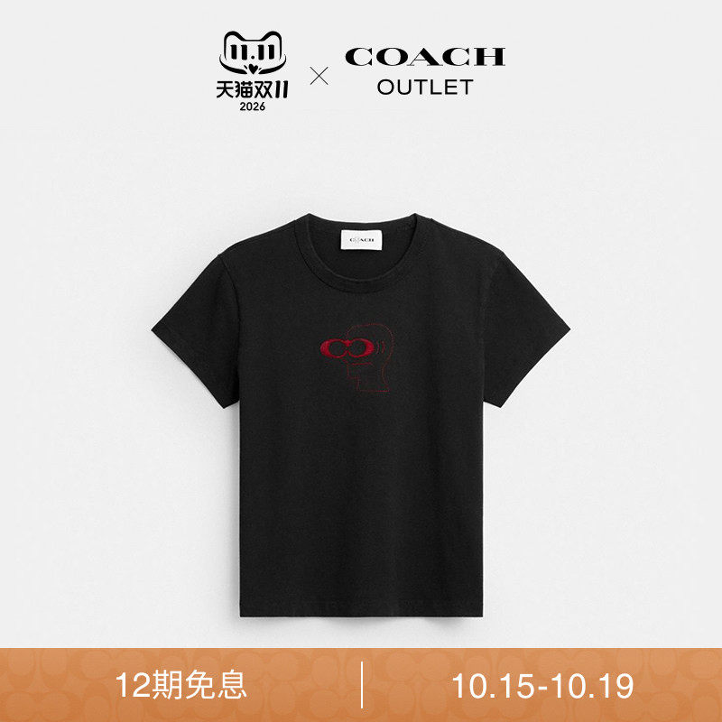 COACH/蔻驰奥莱女士COACH | BRAIN DEAD 黑色短袖T恤