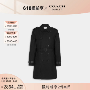 翻领风衣舒适休闲外套 COACH 520礼物 蔻驰奥莱男士 黑色时尚