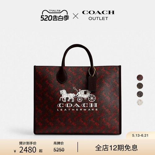 【礼物】COACH/蔻驰奥莱女士马车图案印花ACE 35号托特包