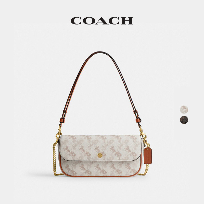 COACH/蔻驰奥莱女士马车图案印花BROOK翻盖链带包