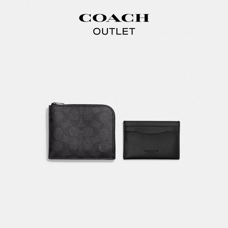 COACH/蔻驰奥莱男士经典标志三用式拉链钱包