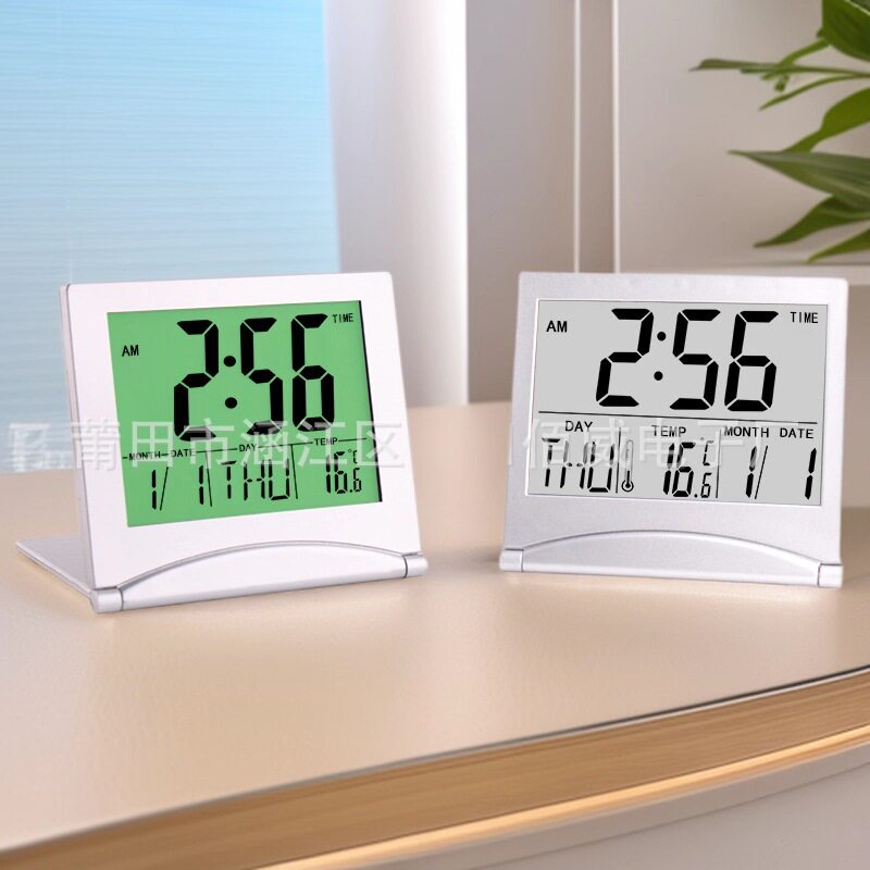 clock折叠钟闹钟万年历计时器天气预报温度钟跨境电子钟工厂