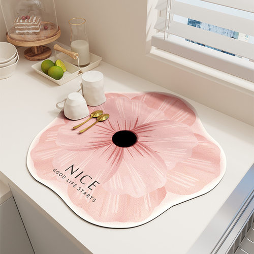田园花朵硅藻泥沥水垫厨房台面吸水防滑垫餐具防烫干燥垫