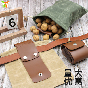 现货可折叠收纳腰挂式果子收纳袋园林便携12安过蜡帆布果子储物袋
