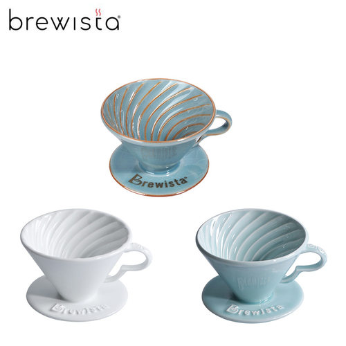 Brewista 陶瓷手冲咖啡过滤杯 单孔V60螺旋纹锥型影青玉冰晶蓝