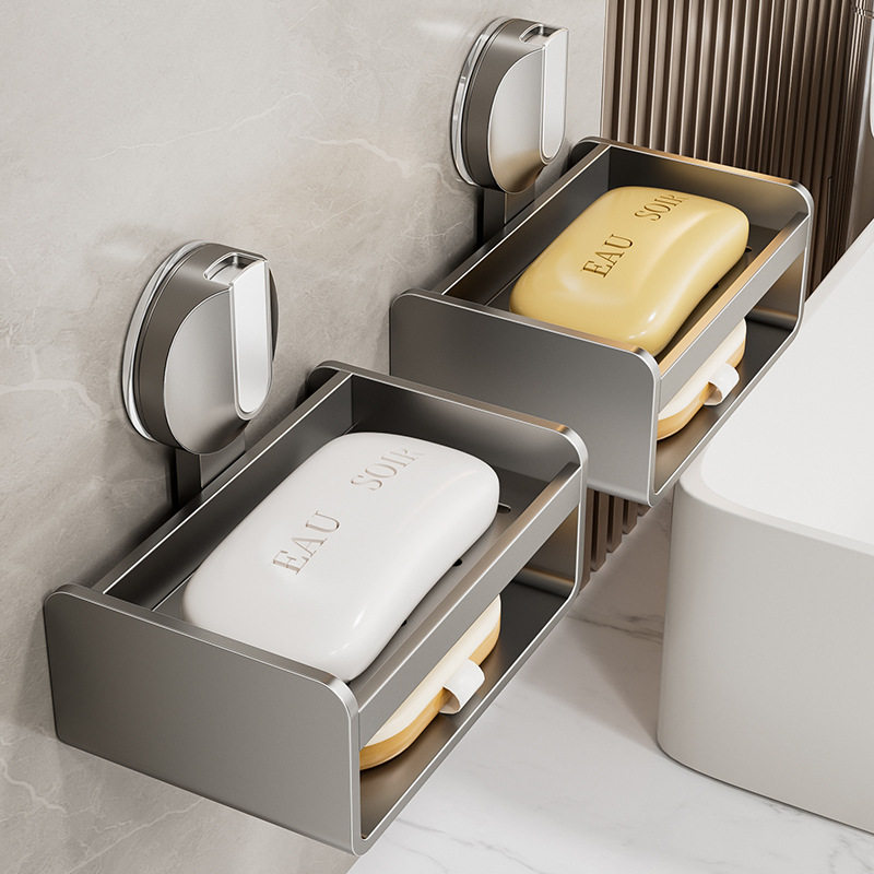 吸盘式肥皂盒壁挂免打孔家用浴室卫生间墙上沥水收纳香皂盒置物架,家庭/个人清洁工具,皂网/架,淘宝优惠券,粉丝福利购,淘宝优惠卷