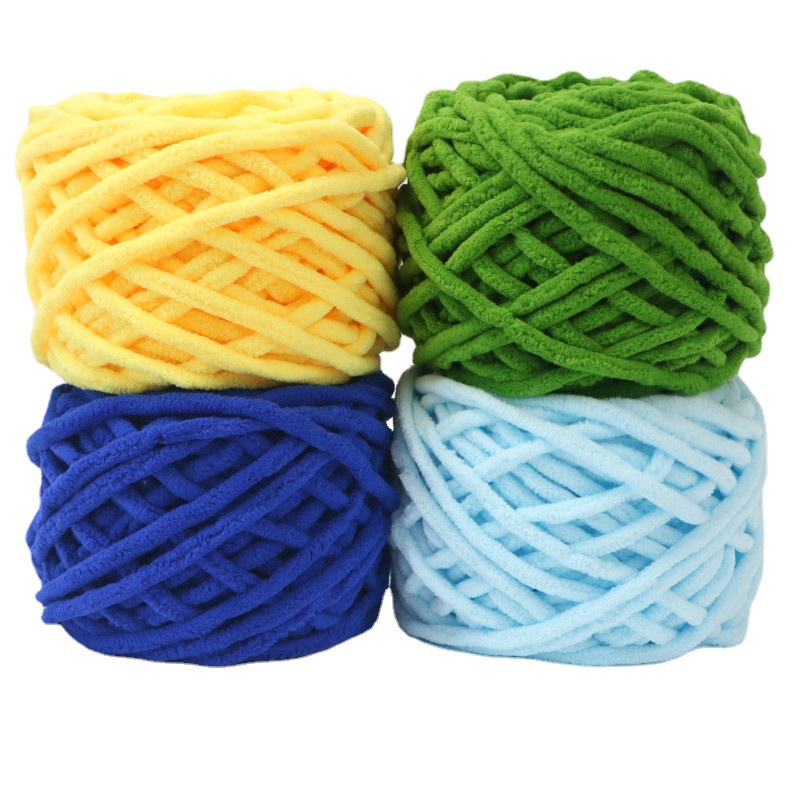 冰条线手工编织diy勾拖鞋超粗织围巾毛线钩针自织围脖钩鞋毛线团