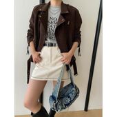 司南 SN8543 复古机车风翻领拉链宽松休闲夹克外套 早春新款 美式