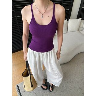 司南 夏日好伴侣 自带胸垫一体U领修身显瘦工字吊带背心 SN8998
