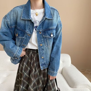 SN8074 重工怀旧感渐变水洗宽松休闲夹克牛仔外套 司南 腔调丹宁