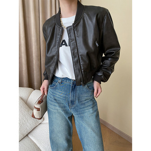 司南 美式随性飞行员外套 擦色时髦棒球服夹克皮衣设计感 SN4426