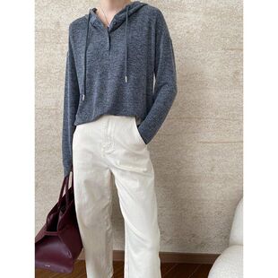 SN6513 时髦纽扣半门襟宽松百搭抽绳连帽T恤 司南 小众设计感