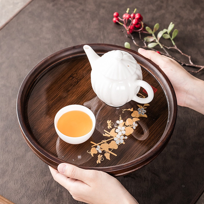 日式黑胡桃木托盘家用干泡茶盘实木茶盘长方形茶具木制托盘配件