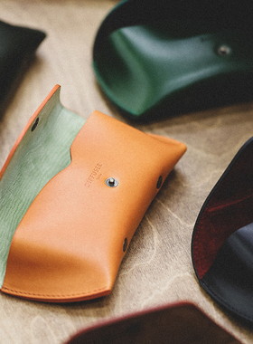 Diffuser日本手工眼镜盒 帆布眼镜袋 彩色牛皮眼镜保护盒