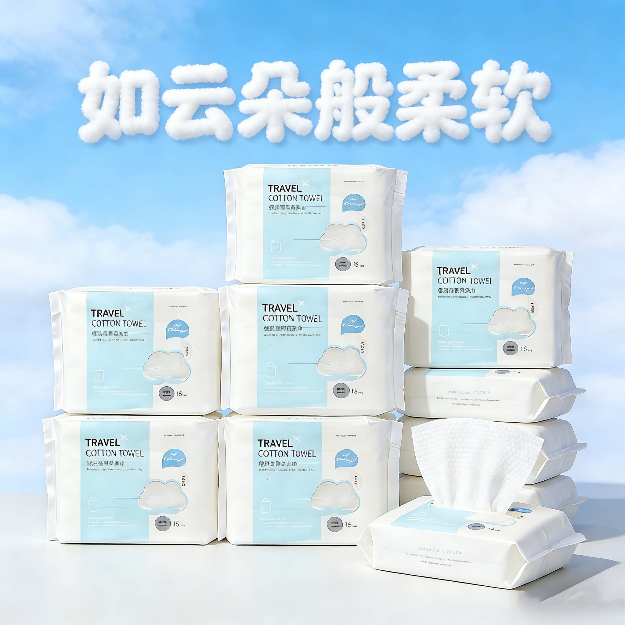 【10包装】加厚洗脸巾15片一次性纯棉柔巾洁面巾便携小包擦脸巾