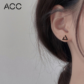 ACC简约几何耳钉女999纯银2026年新款 爆款 耳环睡觉免摘冷淡风耳饰