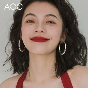 ACC大圆圈耳环素圈999银女小众2025年新款 耳钉轻奢高级感耳饰 爆款