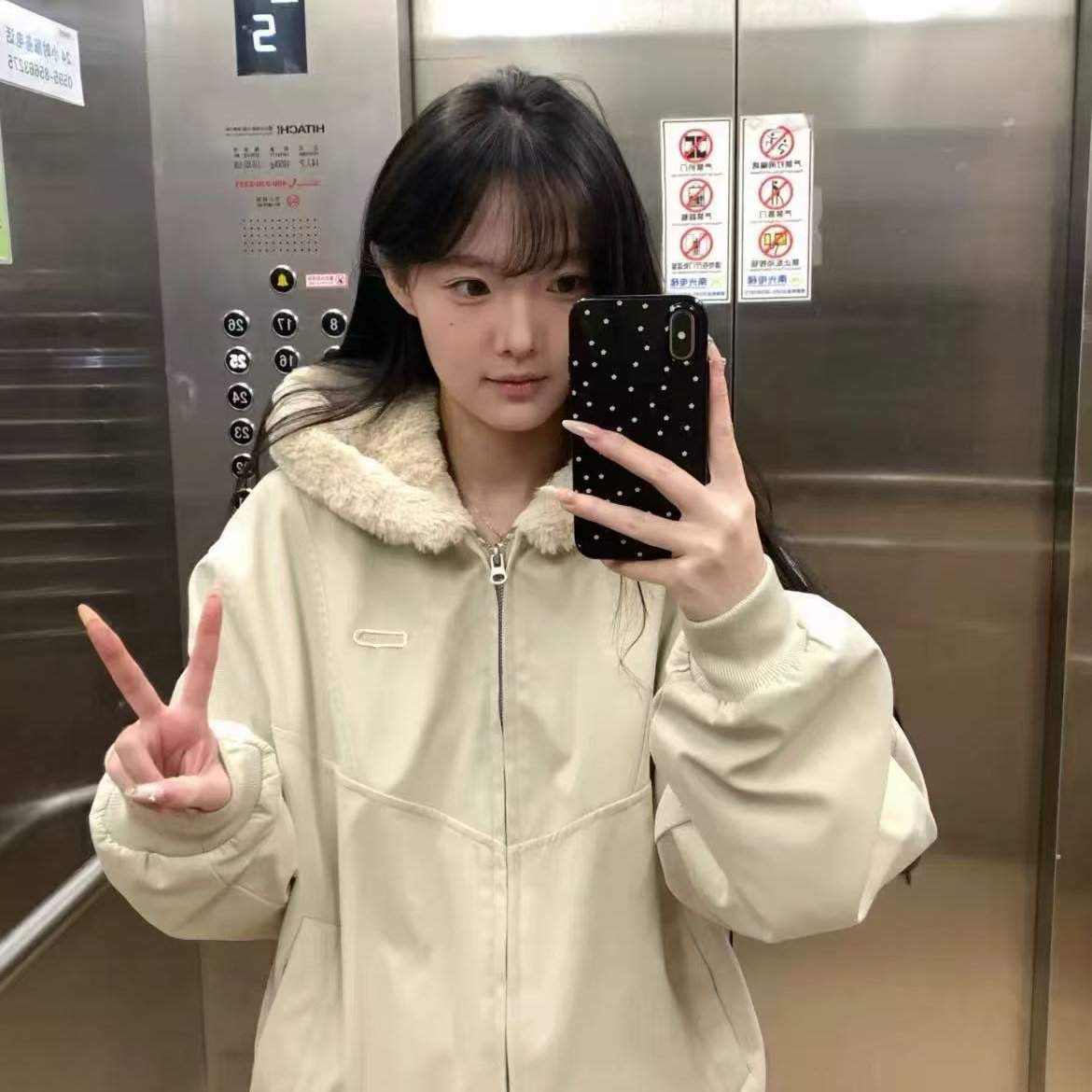 座山雕羊羔绒毛外套女冬季2025新款宽松cleanfit重磅加厚棉衣棉服