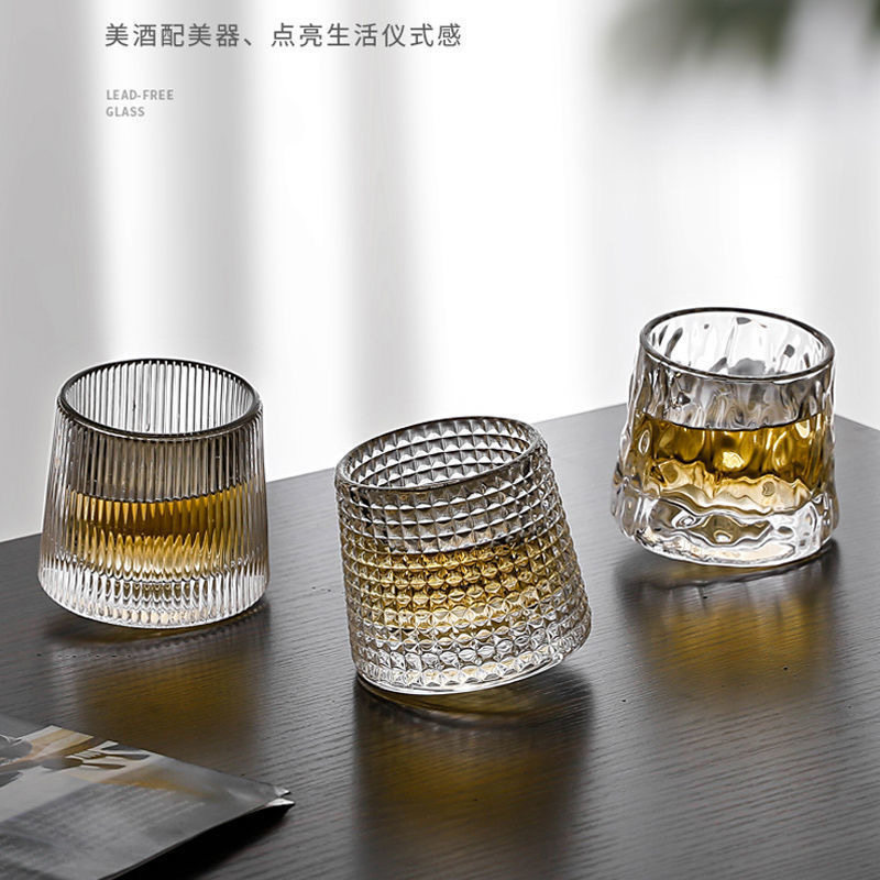 旋转威士忌酒杯创意玻璃洋酒杯陀螺洋酒杯