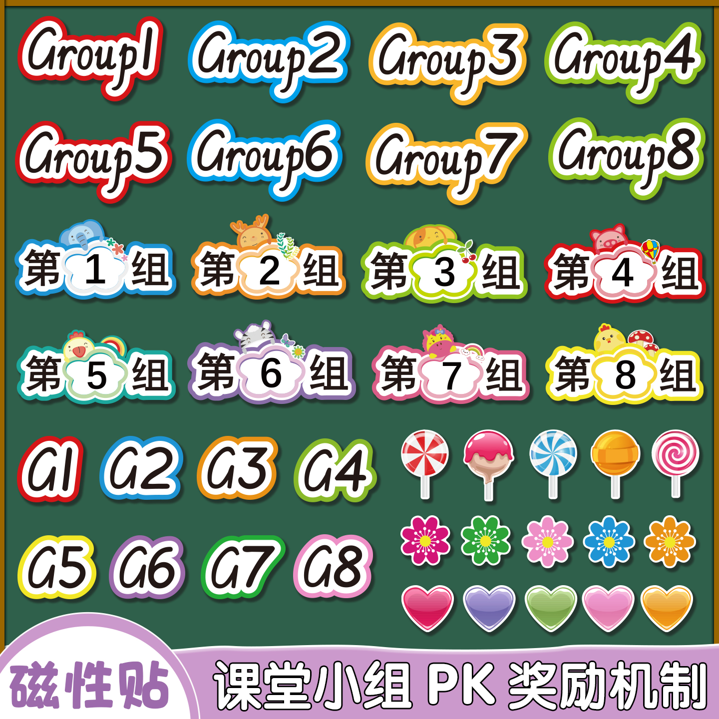 课堂小组分组PK磁性黑板贴教具