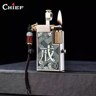 首领二代升级抬臂侧滑煤油打火机创意双油仓待机王高档男士礼物