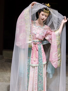 【椒花颂声】唐风双子汉服上衣印花半裙飘片围裳披帛四件套