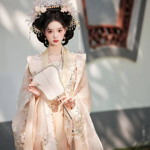 [瑶姬]宋制簪花汉服刺绣重工大袖国风霞帔珍珠妆造型汉服对襟