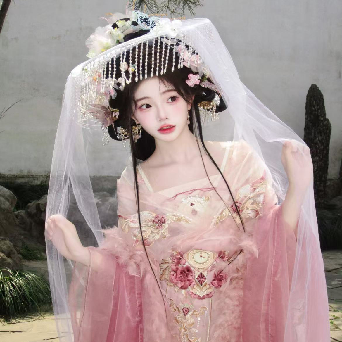 【芙翎】魏晋南北朝豪华重工刺绣裙粉色汉元素新品大袖汉服