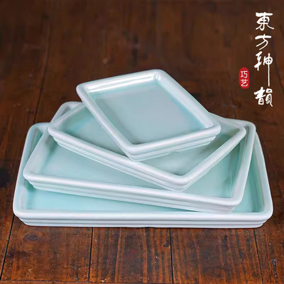 花盆托盘陶瓷新中式冰裂釉面