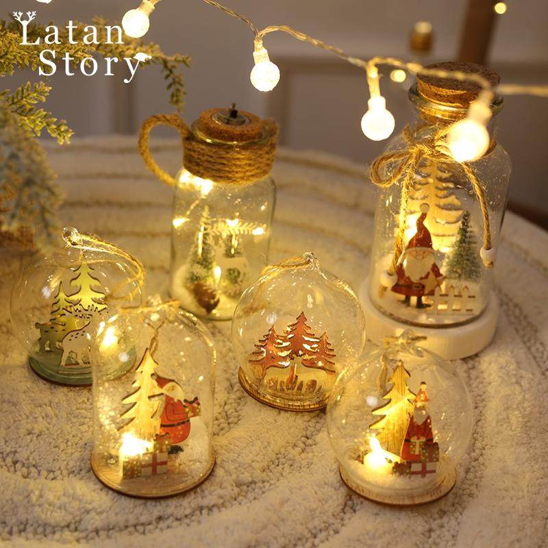 圣诞树小夜灯christmas lights玻璃灯tree挂饰装饰圣诞节灯饰布置