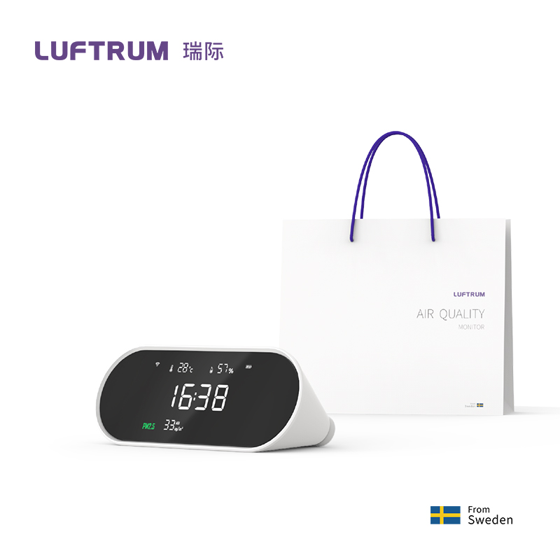 瑞典LUFTRUM瑞际 PM2.5 桌面时间空气质量检测仪 M01
