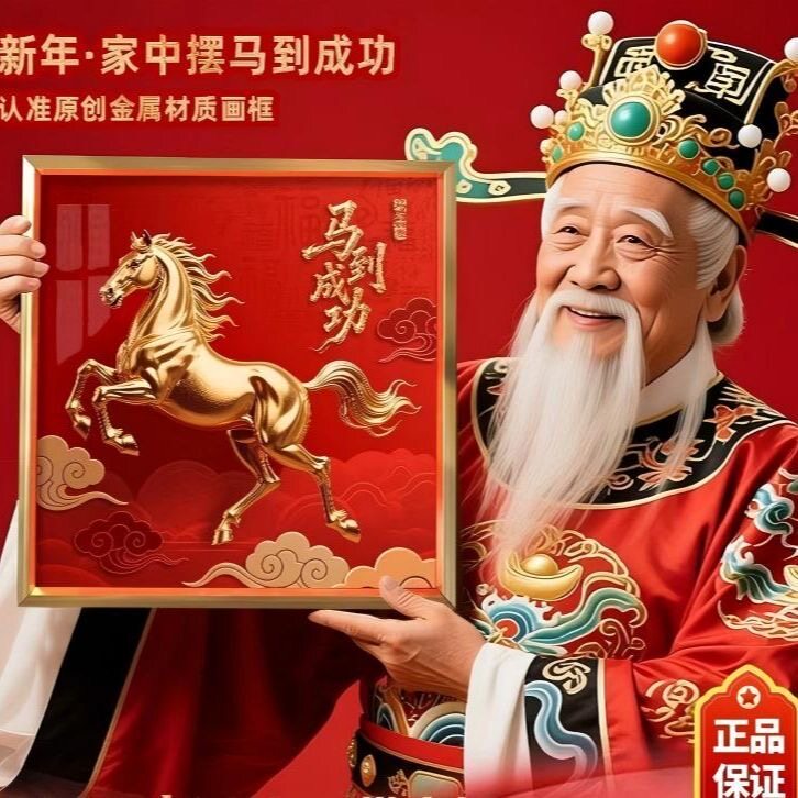 2026新款马到成功挂画玄关装饰画客厅玄关办公室店铺新年吉祥物