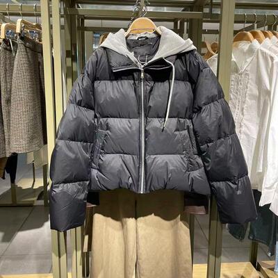 拼接假两件短款2024休闲羽绒服