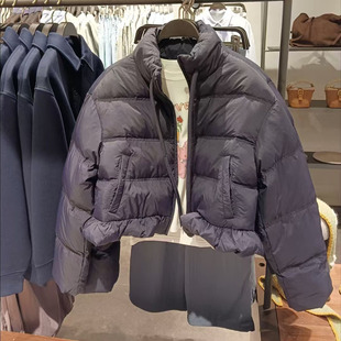 VM NY NB UR2025冬美式复古抽绳立领拉链宽松泡芙羽绒服外套女ins