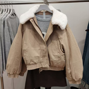 VM NY NB UR2025冬气质琥珀流光风羊羔毛领超宽松羽绒服外套女ins