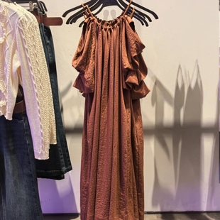 VM NY NB UR2025春气质度假风超宽松蝴蝶结系带吊带连衣裙长裙女