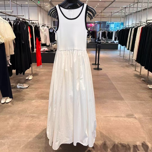 针织拼接无袖背心连衣裙