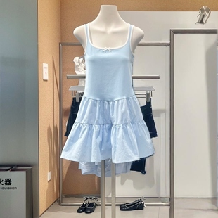 VM NY NB UR2025秋法式甜美芭蕾风蝴蝶结撞色背心连衣裙短裙女ins