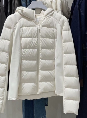 90白鸭绒VM NY NB UR2025秋时尚百搭连帽抽绳拼接羽绒服外套女ins