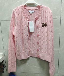 VM NY NB UR2025秋甜美减龄潮流绞花刺绣短款针织开衫毛衣女ins潮