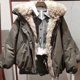 明星同款VM NY NB UR2025冬流光风拼接毛领拉链派克羽绒服外套女