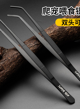 喂食镊子黄缘龟爬宠蜥蜴手工饲养投喂食物不锈钢弯头平头投食夹子
