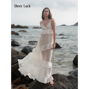Sheer Luck 25ss  Ember 度假风多层荷叶边吊带露背连衣裙