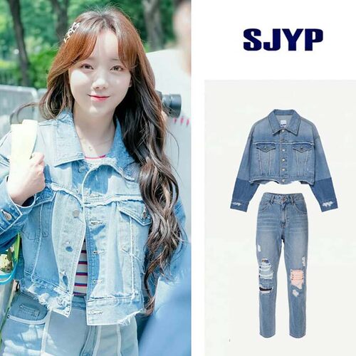 【清货折XSS】SJYP 秋拼接牛仔夹克上衣/破洞长裤/拼接牛仔半裙女