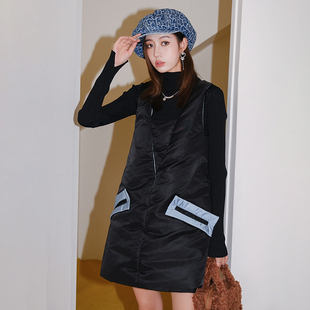 Esber针织衫 deepmoss黑蓝拼色羽绒背心连衣裙Christopher 折