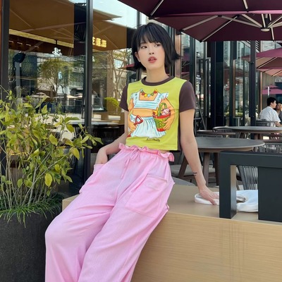 Andrea Martin 2025SS 纯色抽褶皱皱裤