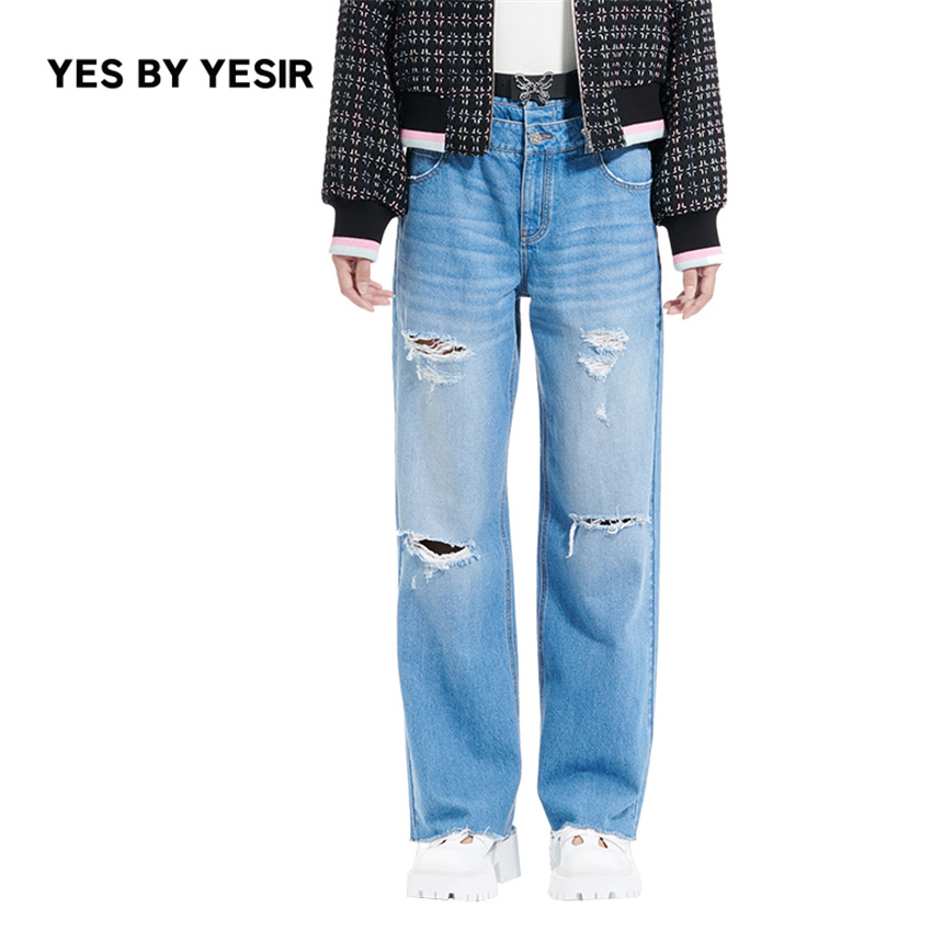 YES BY YESIR23叶谦原创新款23春新品 missy叛逆双腰头牛仔裤