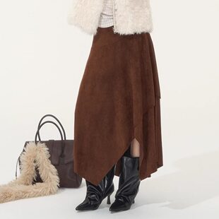 新款 2025FW秋季 SOMESOWE 不规则麂皮绒半裙 清货折